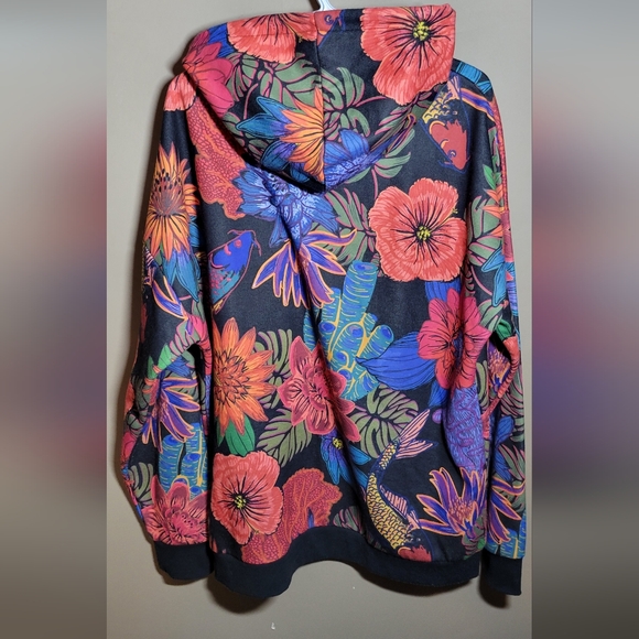 Le 31 Par Simons XL floral Koi fish bright tropical statement hoodie oversized - Picture 5 of 7